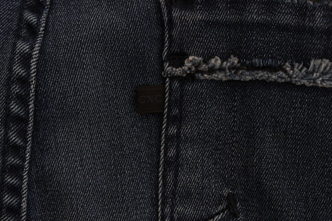 Costume National Blue Cotton Blend Slim Fit Jeans Blauw