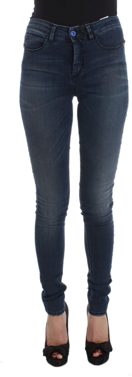 Costume National Blue Cotton Blend Slim Fit Jeans Blauw