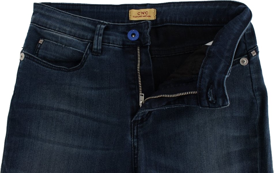 Costume National Blue Cotton Blend Slim Fit Jeans Blauw