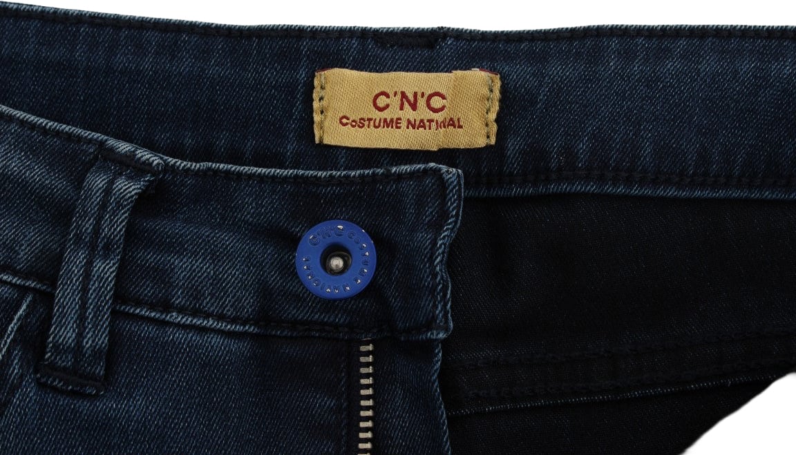 Costume National Blue Cotton Blend Slim Fit Jeans Blauw