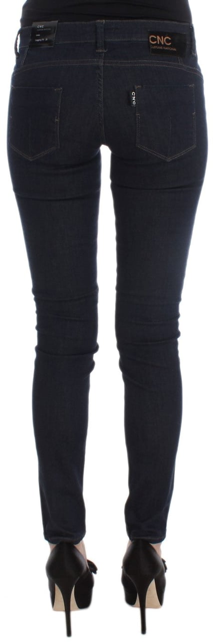 Costume National Blue Cotton Blend Slim Fit Jeans Blauw