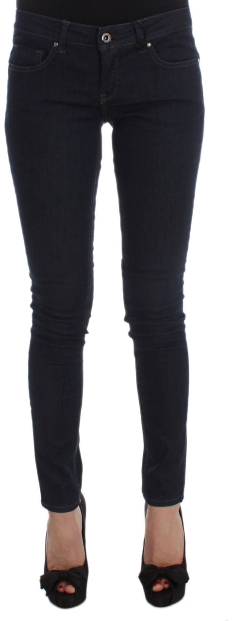 Costume National Blue Cotton Blend Slim Fit Jeans Blauw