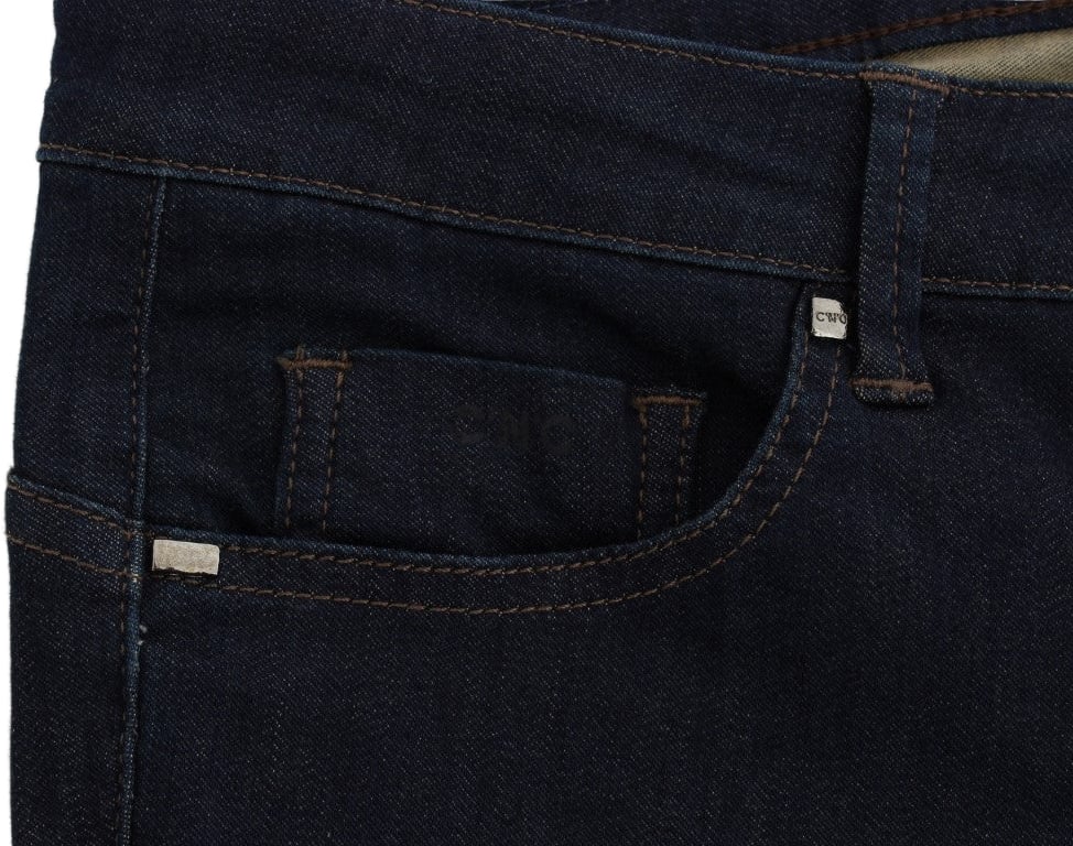 Costume National Blue Cotton Blend Slim Fit Jeans Blauw