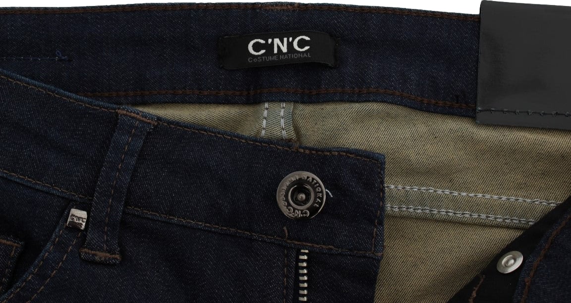Costume National Blue Cotton Blend Slim Fit Jeans Blauw