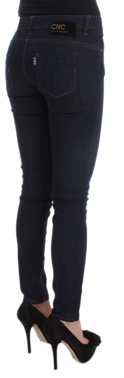 Costume National Blue Cotton Blend Slim Fit Jeans Blauw