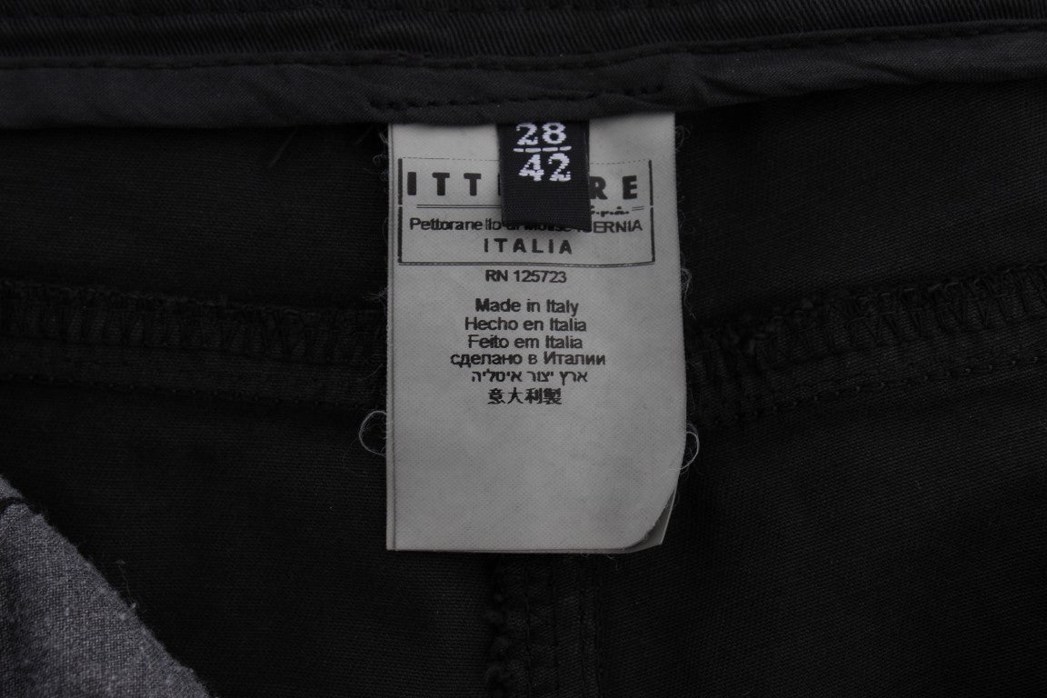 Costume National Black Cotton Capri Cropped Denim Jeans Zwart