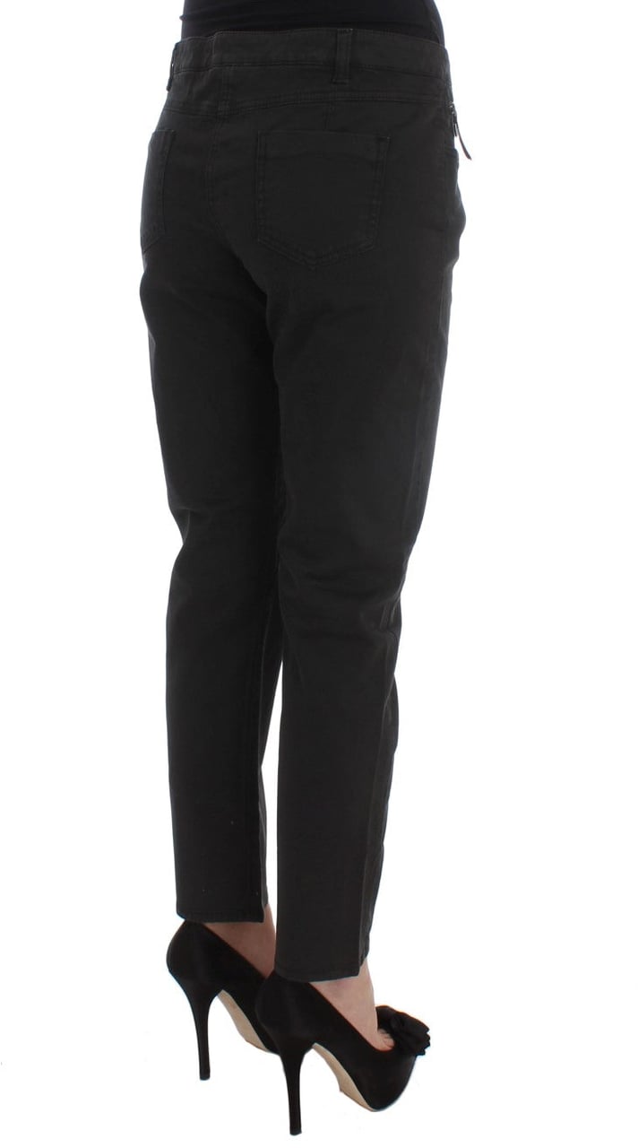 Costume National Black Cotton Capri Cropped Denim Jeans Zwart