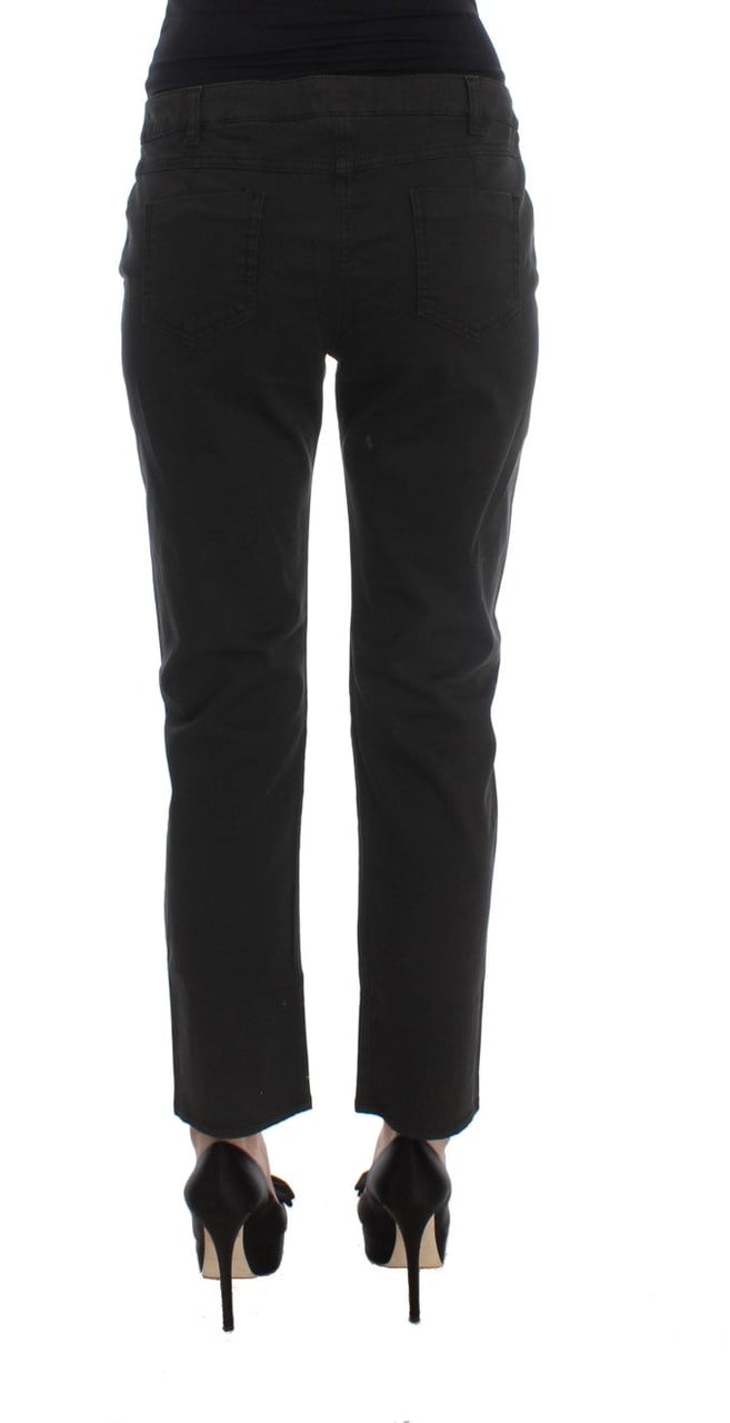 Costume National Black Cotton Capri Cropped Denim Jeans Zwart