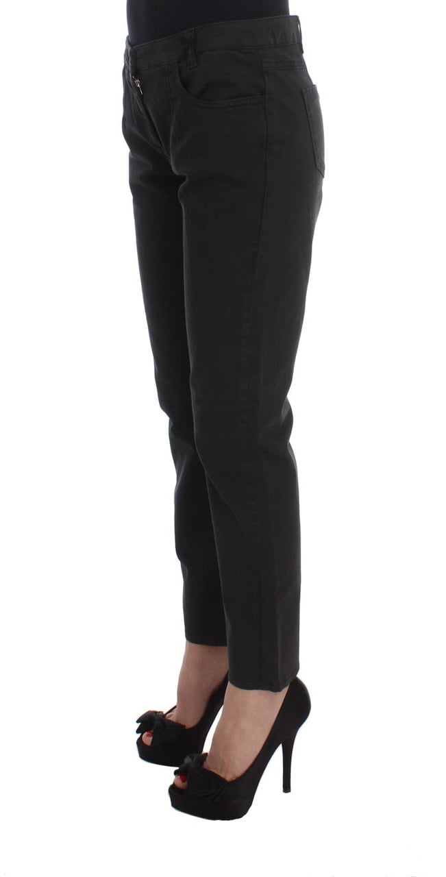 Costume National Black Cotton Capri Cropped Denim Jeans Zwart