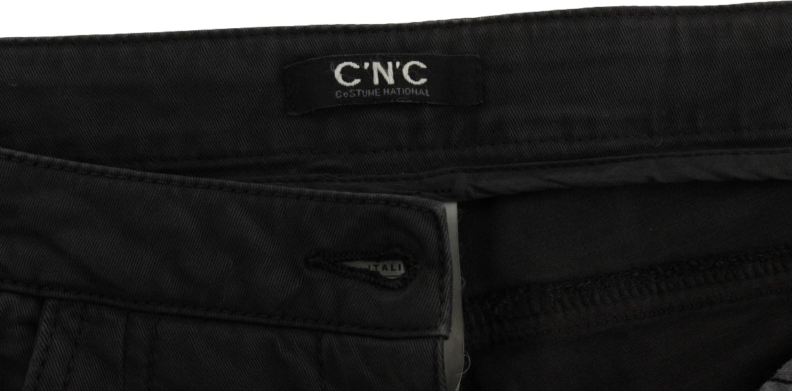 Costume National Black Cotton Capri Cropped Denim Jeans Zwart