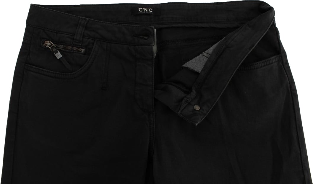 Costume National Black Cotton Capri Cropped Denim Jeans Zwart