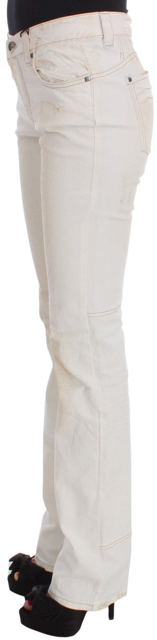 Costume National White Cotton Slim Fit Bootcut Jeans Wit