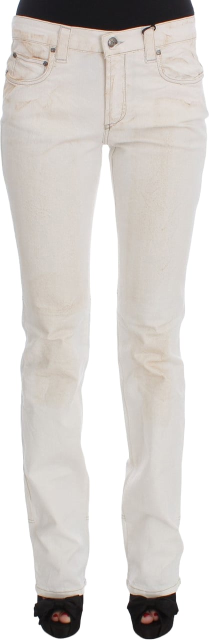 Costume National White Cotton Slim Fit Bootcut Jeans Wit