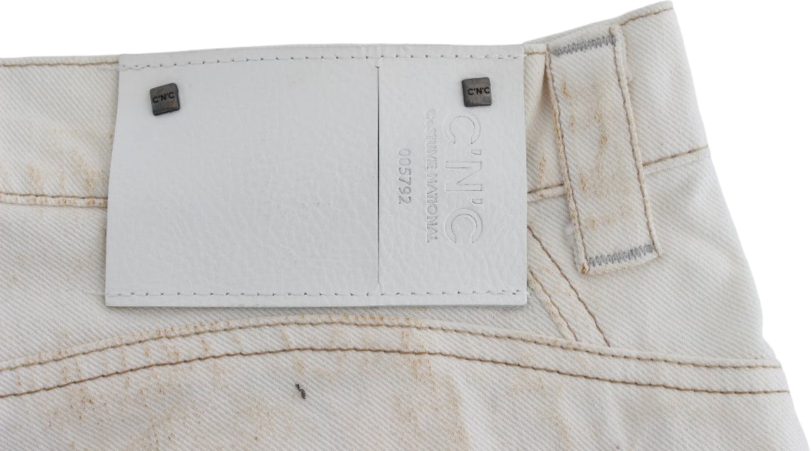 Costume National White Cotton Slim Fit Bootcut Jeans Wit