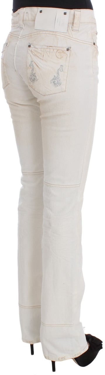 Costume National White Cotton Slim Fit Bootcut Jeans Wit