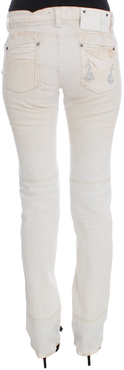 Costume National White Cotton Slim Fit Bootcut Jeans Wit