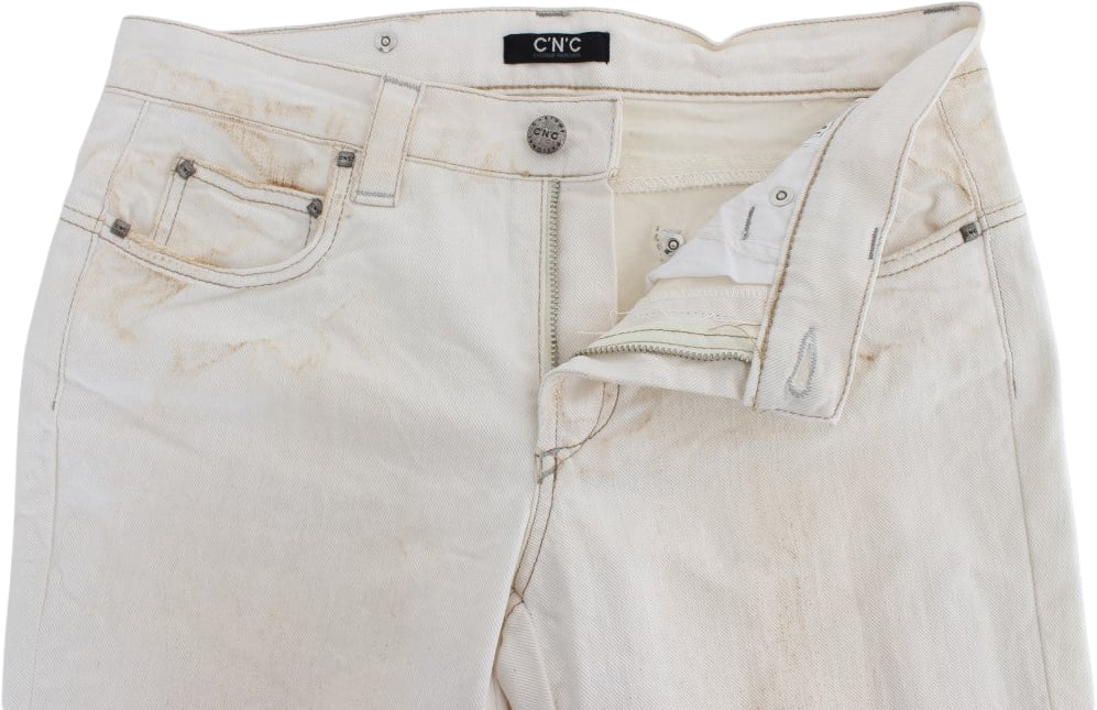 Costume National White Cotton Slim Fit Bootcut Jeans Wit