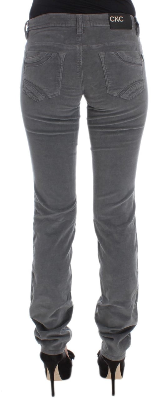 Costume National Gray Cotton Super Slim Corduroys Jeans Grijs