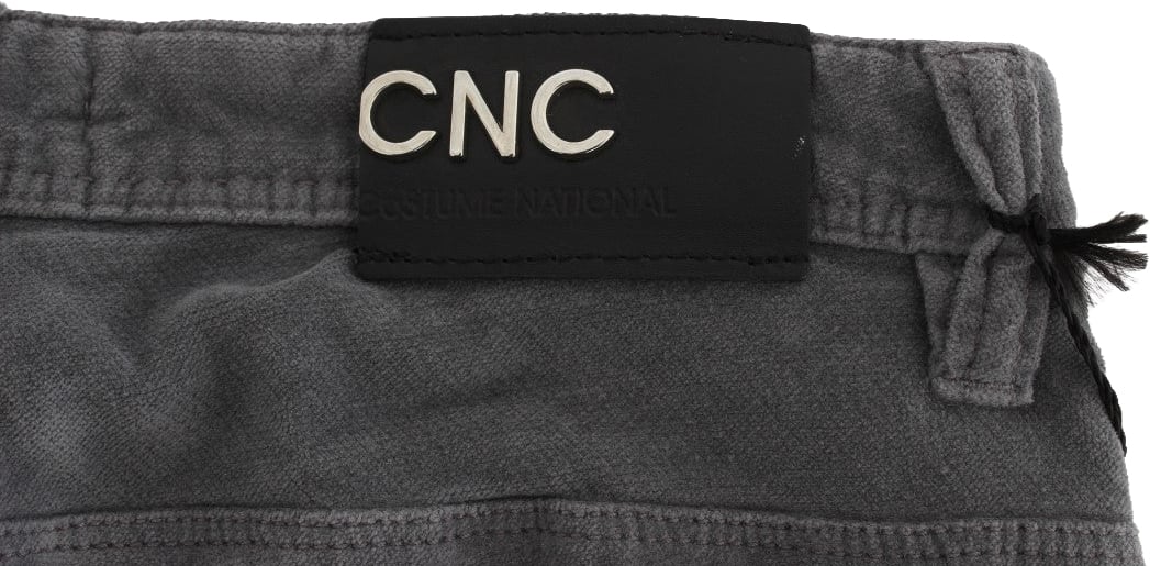 Costume National Gray Cotton Super Slim Corduroys Jeans Grijs