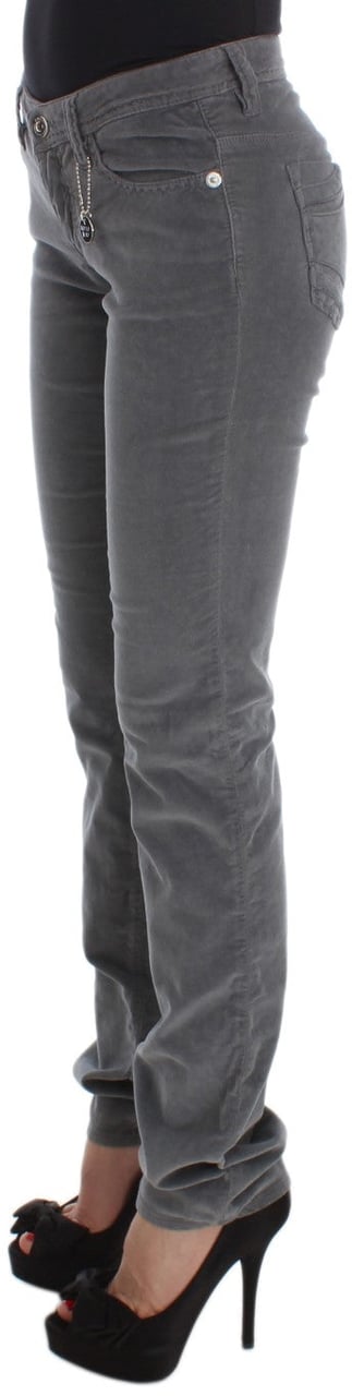 Costume National Gray Cotton Super Slim Corduroys Jeans Grijs