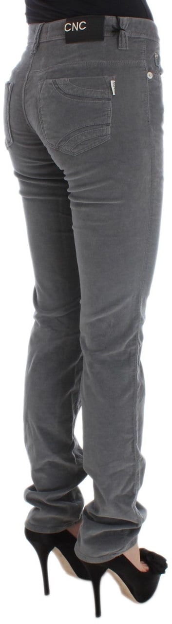 Costume National Gray Cotton Super Slim Corduroys Jeans Grijs