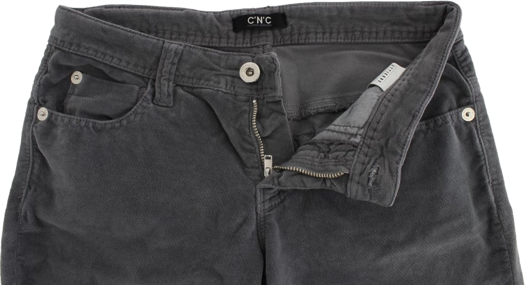 Costume National Gray Cotton Super Slim Corduroys Jeans Grijs