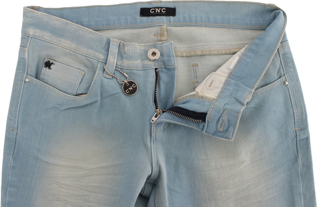 Costume National Blue Cotton Blend Super Slim Fit Jeans Blauw