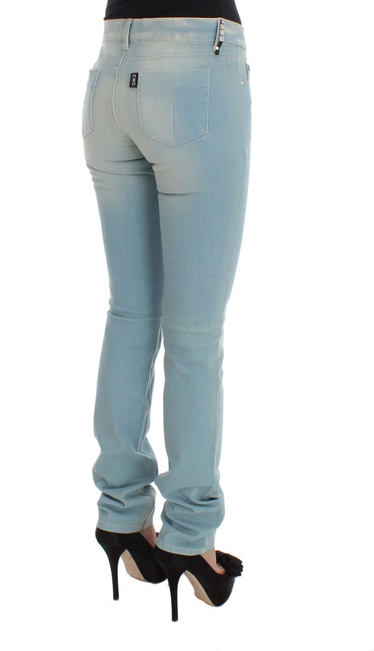 Costume National Blue Cotton Blend Super Slim Fit Jeans Blauw
