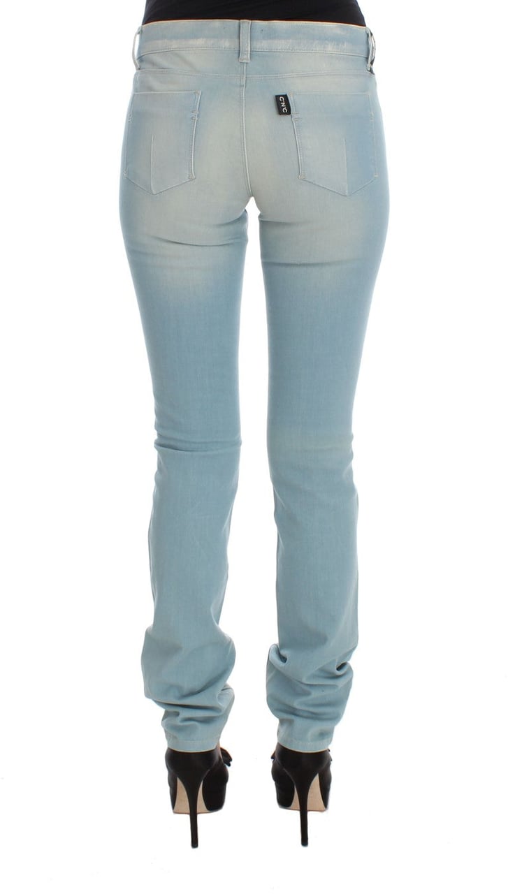 Costume National Blue Cotton Blend Super Slim Fit Jeans Blauw