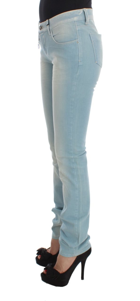 Costume National Blue Cotton Blend Super Slim Fit Jeans Blauw
