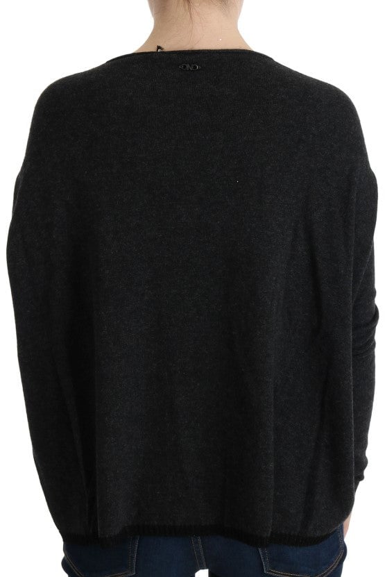 Costume National Gray Viscose Knitted Sweater Blauw