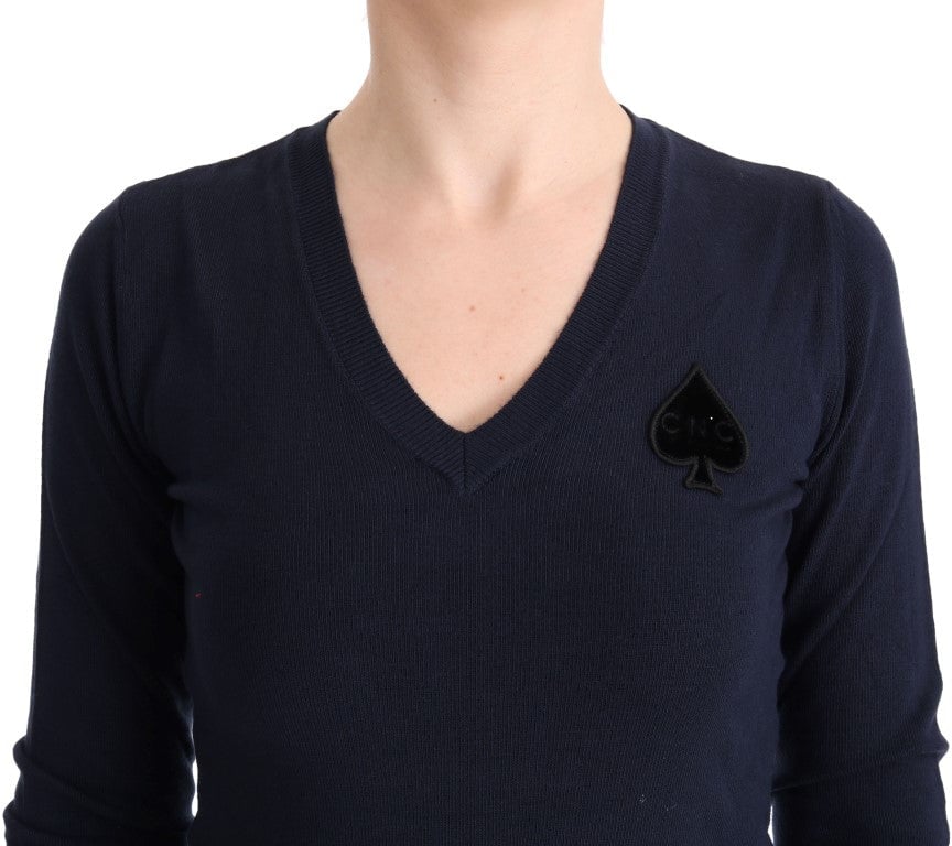 Costume National Blue V-neck Viscose Sweater Paars