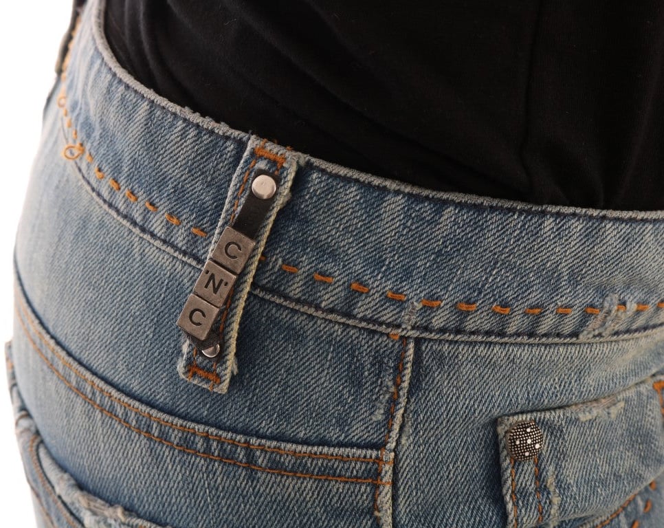 Costume National Blue Wash Cotton Classic Jeans Blauw