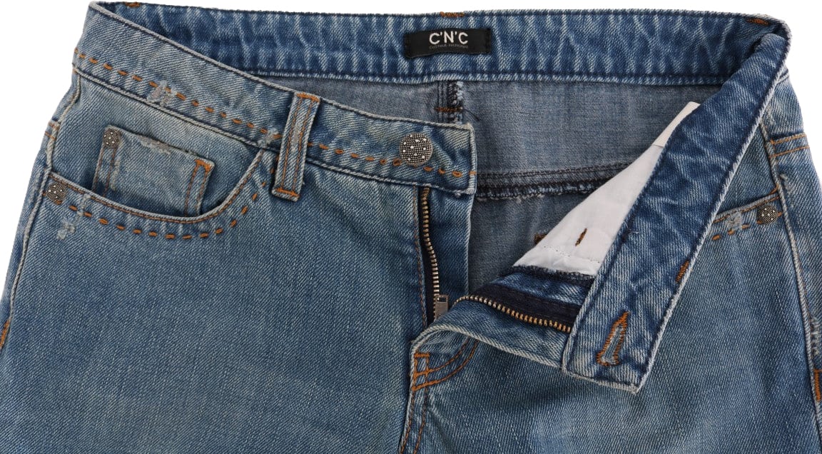 Costume National Blue Wash Cotton Classic Jeans Blauw