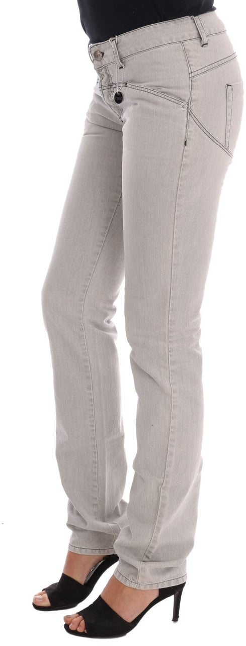 Costume National Gray Wash Cotton Slim Jeans Grijs