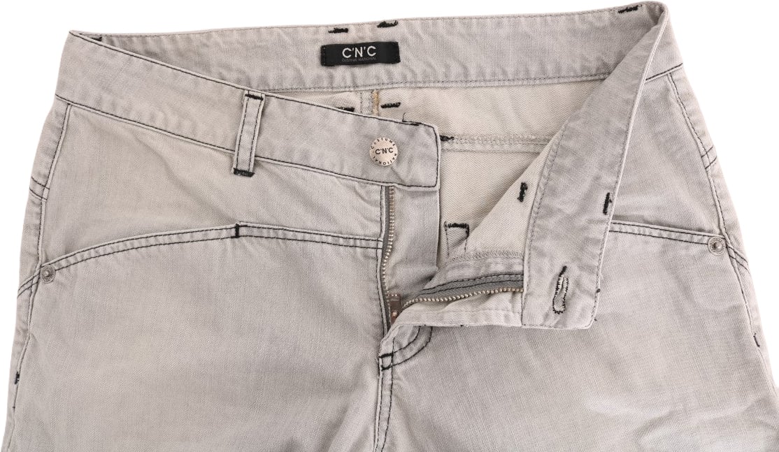 Costume National Gray Wash Cotton Slim Jeans Grijs