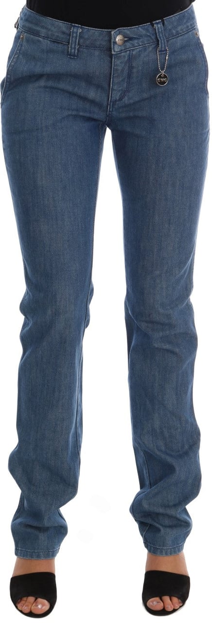 Costume National Blue Wash Cotton Slim Denim Jeans Blauw