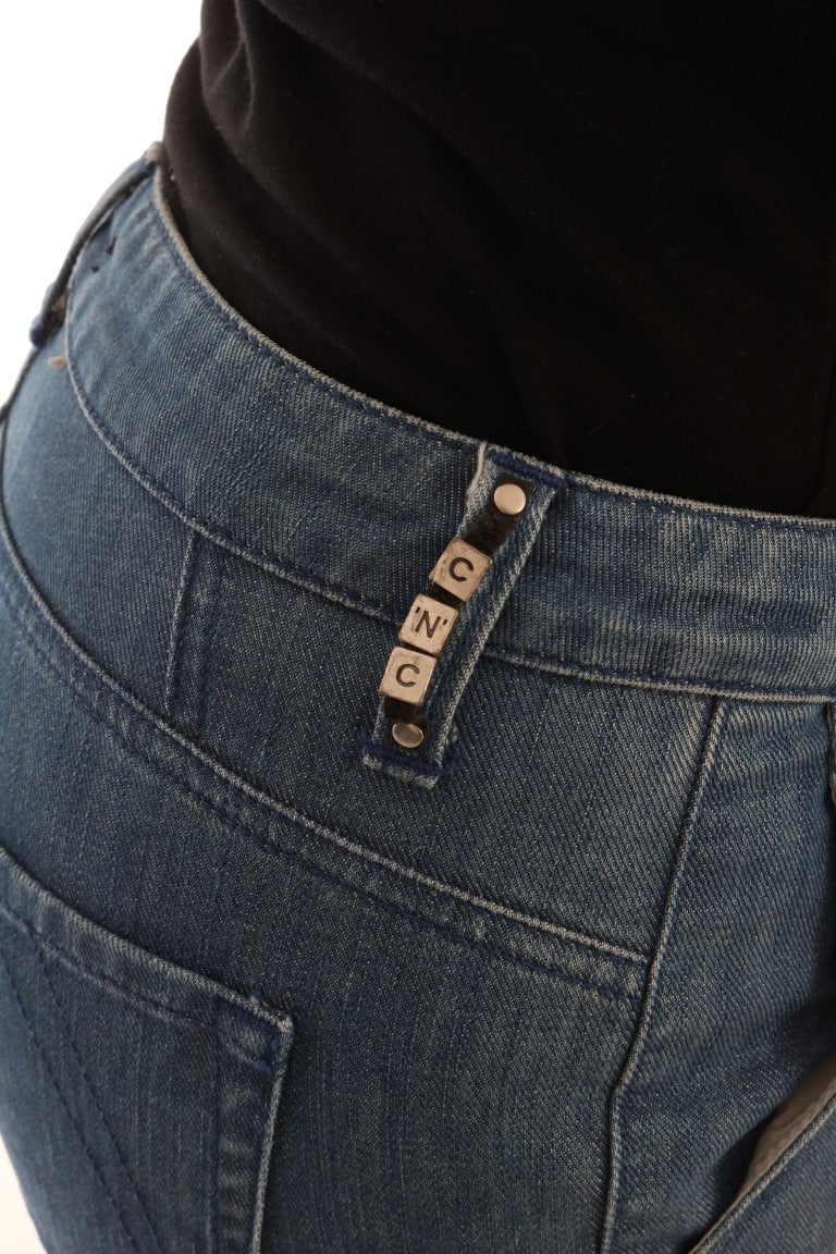 Costume National Blue Wash Cotton Slim Denim Jeans Blauw