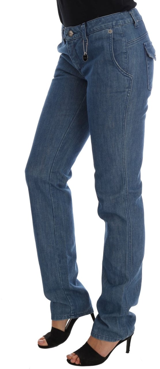 Costume National Blue Wash Cotton Slim Denim Jeans Blauw