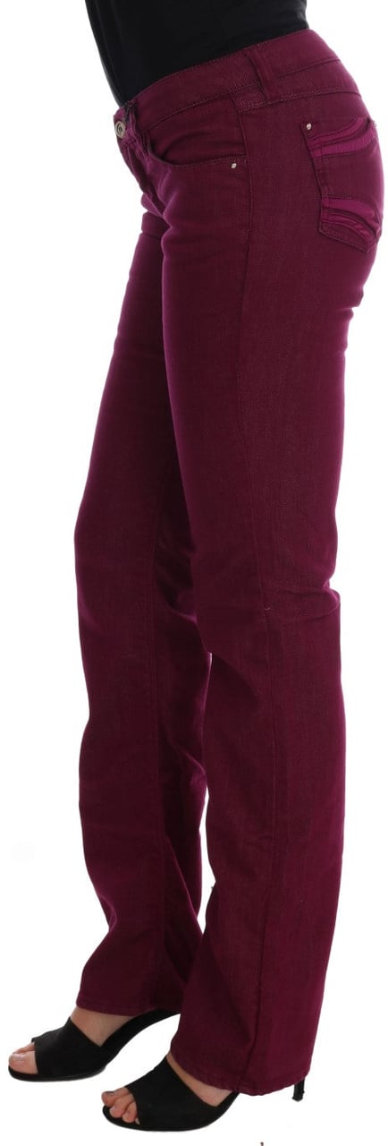 Costume National Red Wash Cotton Stretch Denim Jeans Rood