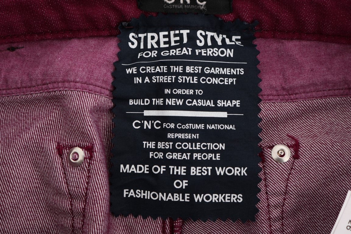 Costume National Red Wash Cotton Stretch Denim Jeans Rood