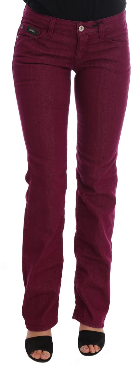 Costume National Red Wash Cotton Stretch Denim Jeans Rood