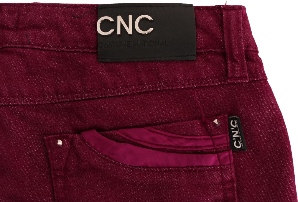 Costume National Red Wash Cotton Stretch Denim Jeans Rood