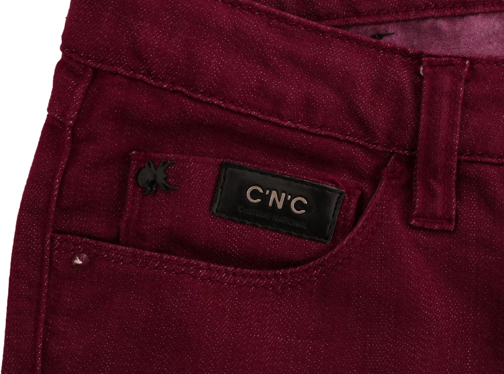 Costume National Red Wash Cotton Stretch Denim Jeans Rood