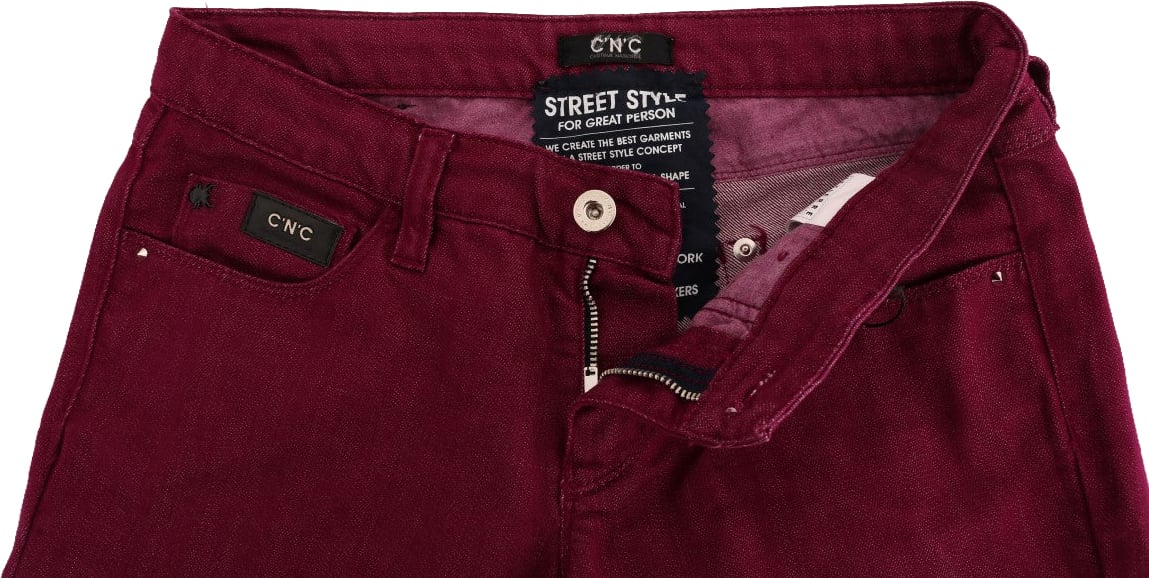 Costume National Red Wash Cotton Stretch Denim Jeans Rood