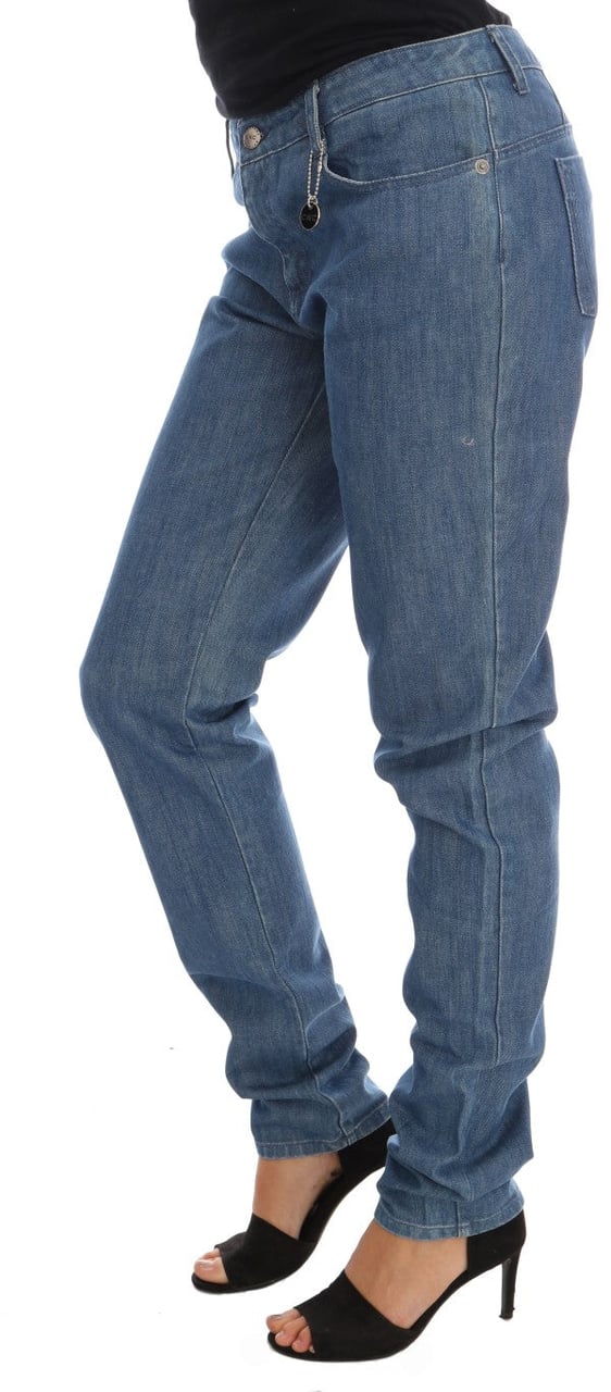 Costume National Blue Wash Cotton Boyfriend Fit Jeans Blauw