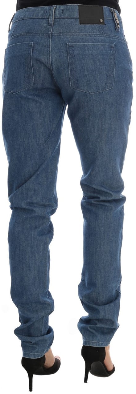 Costume National Blue Wash Cotton Boyfriend Fit Jeans Blauw