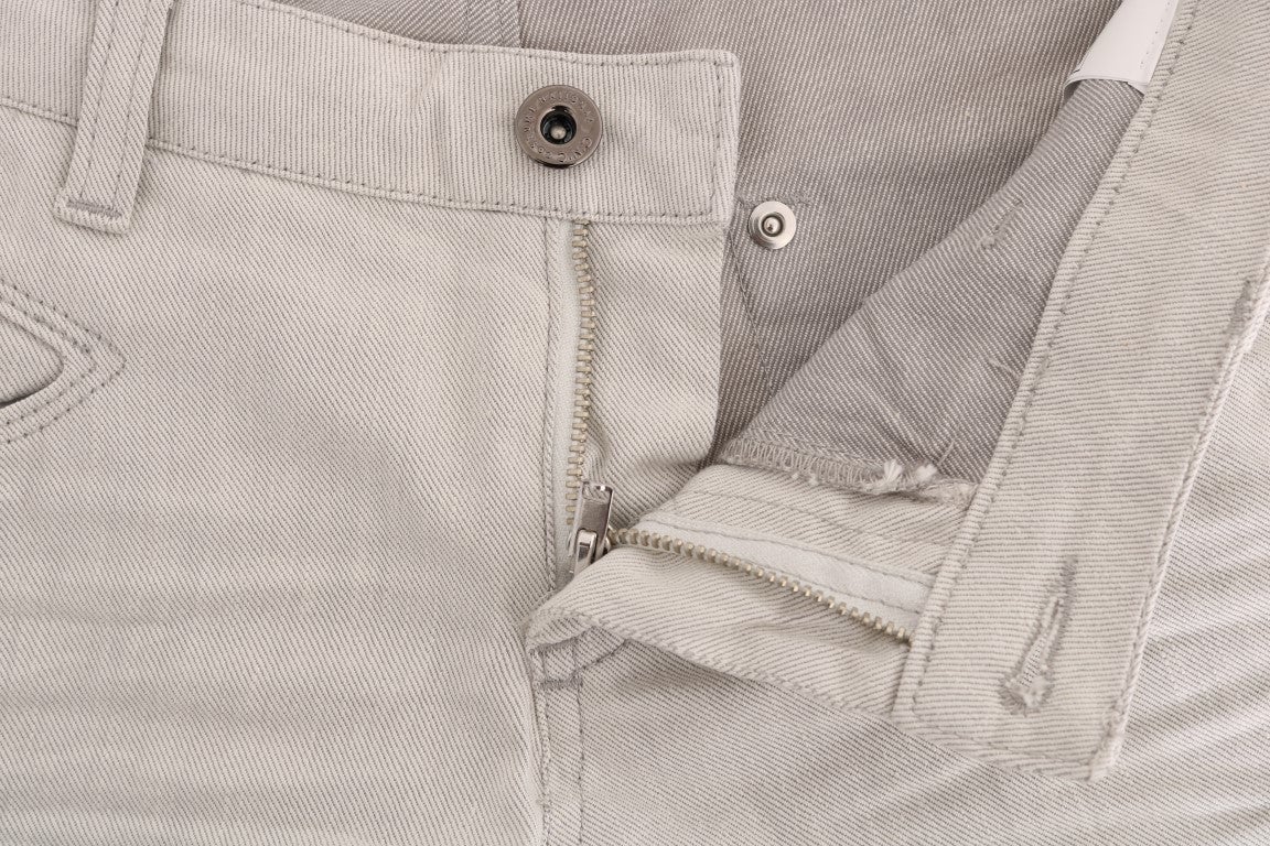Costume National White Cotton Stretch Slim Jeans Wit