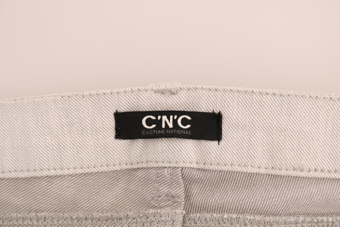 Costume National White Cotton Stretch Slim Jeans Wit