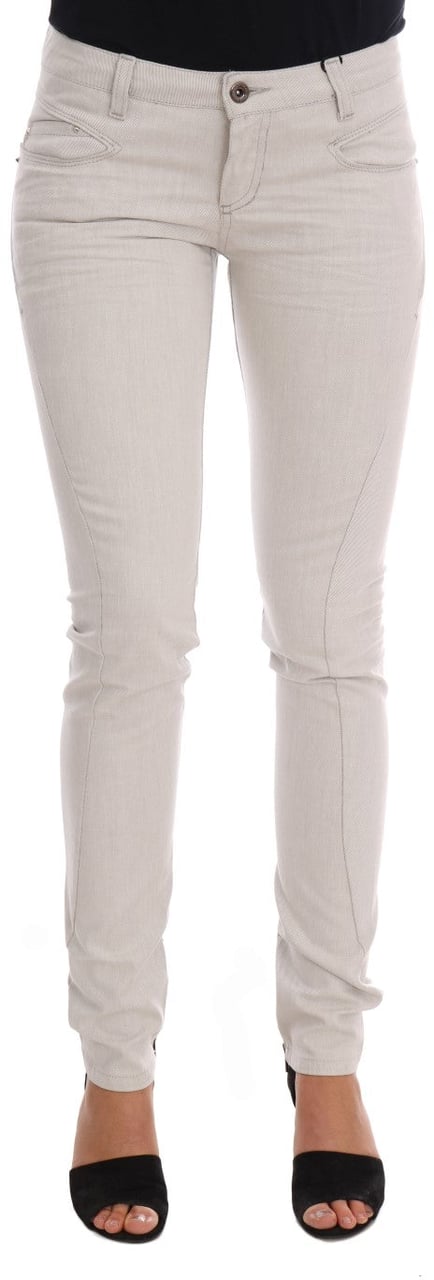 Costume National White Cotton Stretch Slim Jeans Wit